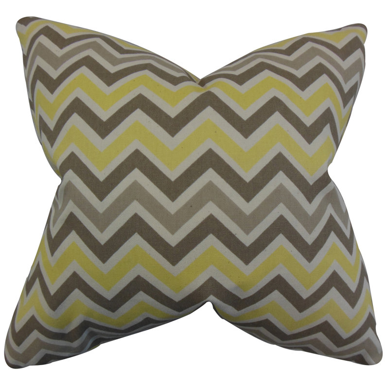 Chevron Feather Reversible Throw Pillow, Yellow