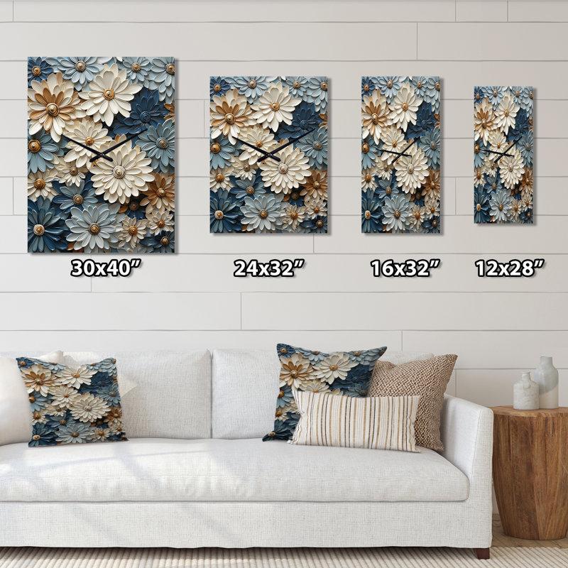 Horloge murale moderne Sannah - Zinnias, Grand
