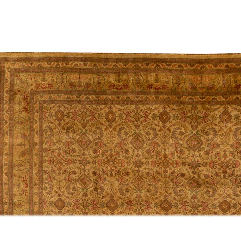 Hand Knotted Wool Oriental Area Rug in Gold