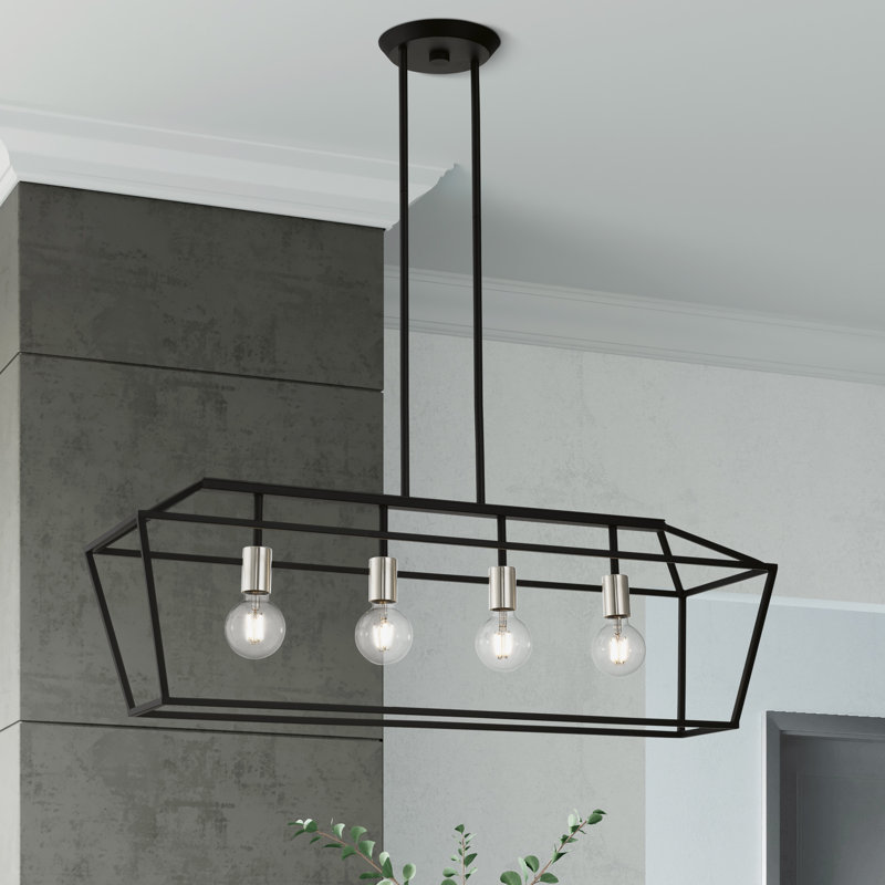 Lustre linéaire Veasey, Noir / Nickel brossé