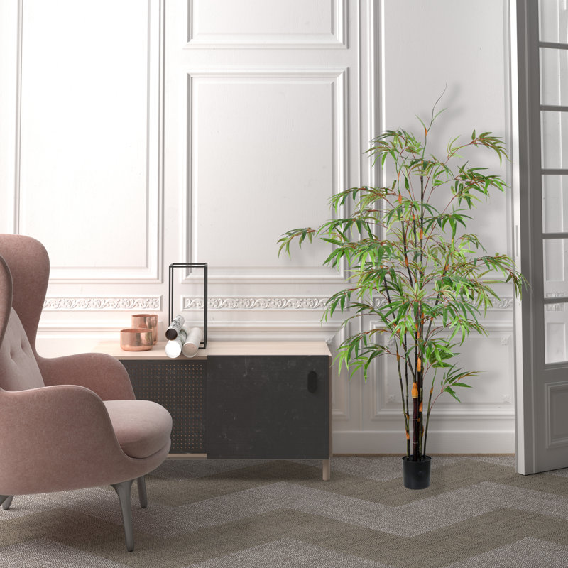 Arbre de bambou artificiel en pot, H 60 po x l 20 po x P 20 po