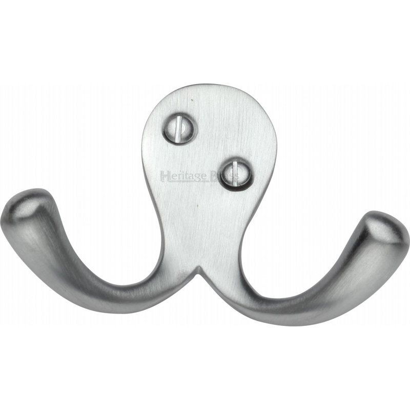 Heritage Brass Heritage Double Coat Hook, Satin Chrome
