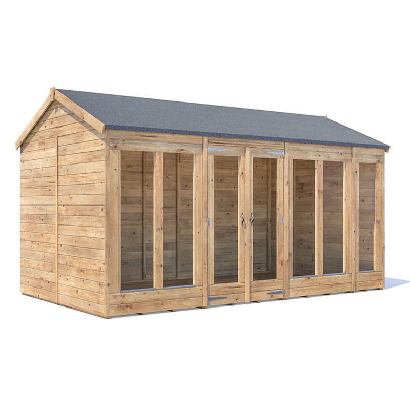 Dunster House Summerhouse 4m x 2.4m (14' x 8') Reverse Apex Roof, Fully Pressure, RagePanda Modular