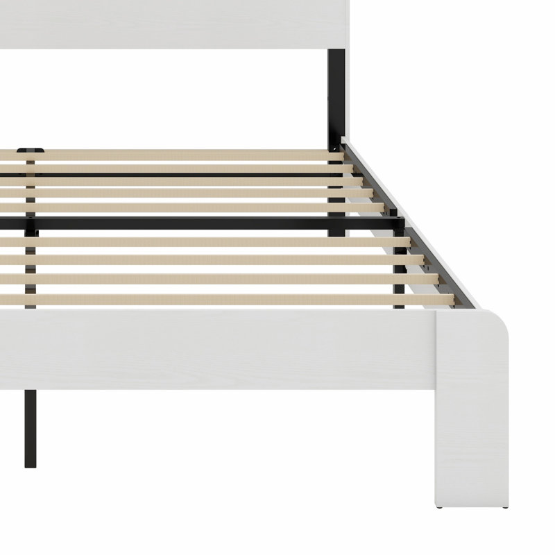 Metal Bed Frame With Charging Station, Queen