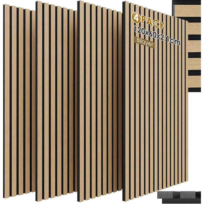 Dy-AP001 Engineered wood veneer MDF sound-absorbing panel 600*1200*21mm 4pcs - Oak color 2240s