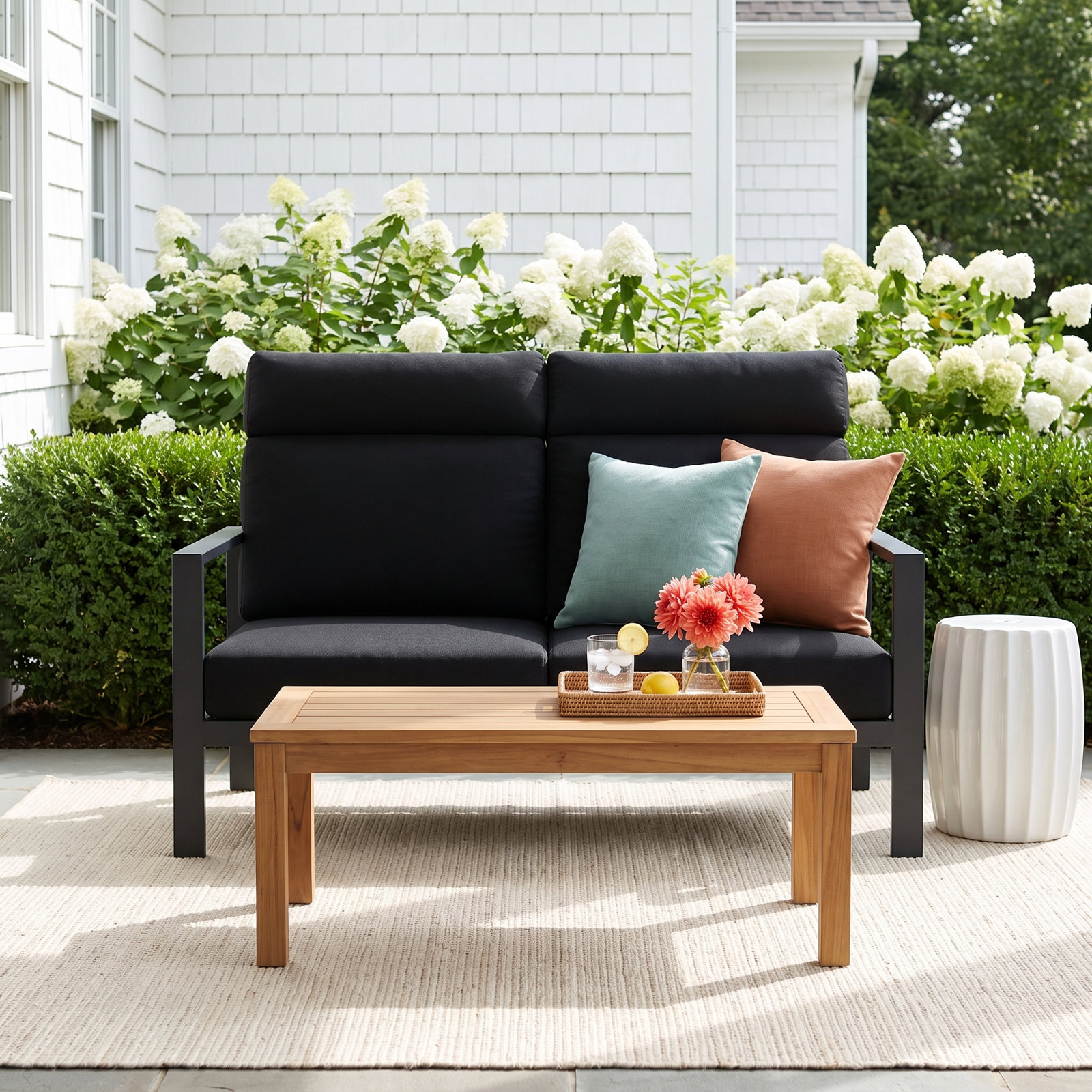 Townsend 55" Sunbrella® Patio Loveseat, Canvas Black, None, No