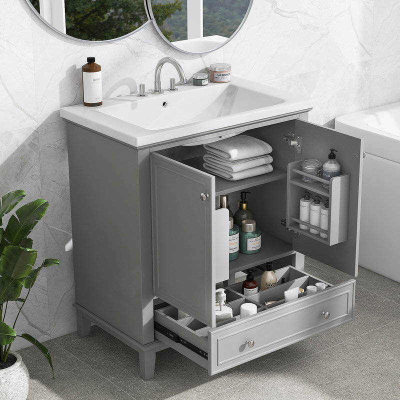 Meuble-lavabo multifonctionnel 30 po avec lavabo et meuble-lavabo 30 po, Gris