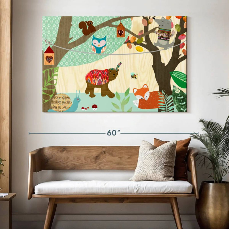 Ashelle, enfants, animaux en bois, H 34 po x l 51 po