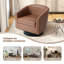 Petit fauteuil pivotant tonneau capitonné brun avec garniture cloutée Bennett-482296146