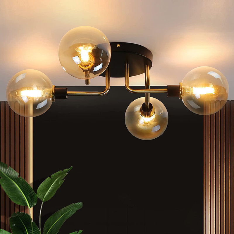 Felecia Semi Flush Mount, Gold