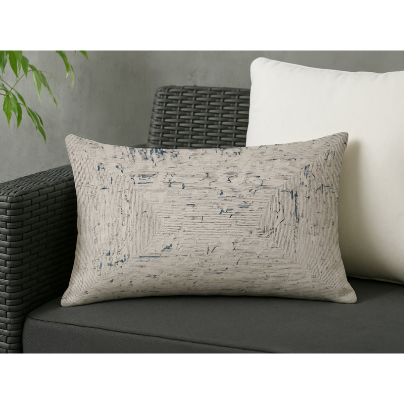 Coussin décoratif intérieur / extérieur gris Modern Modern, Rectangle H 20 po x l 14 po, Beige abstrait 3