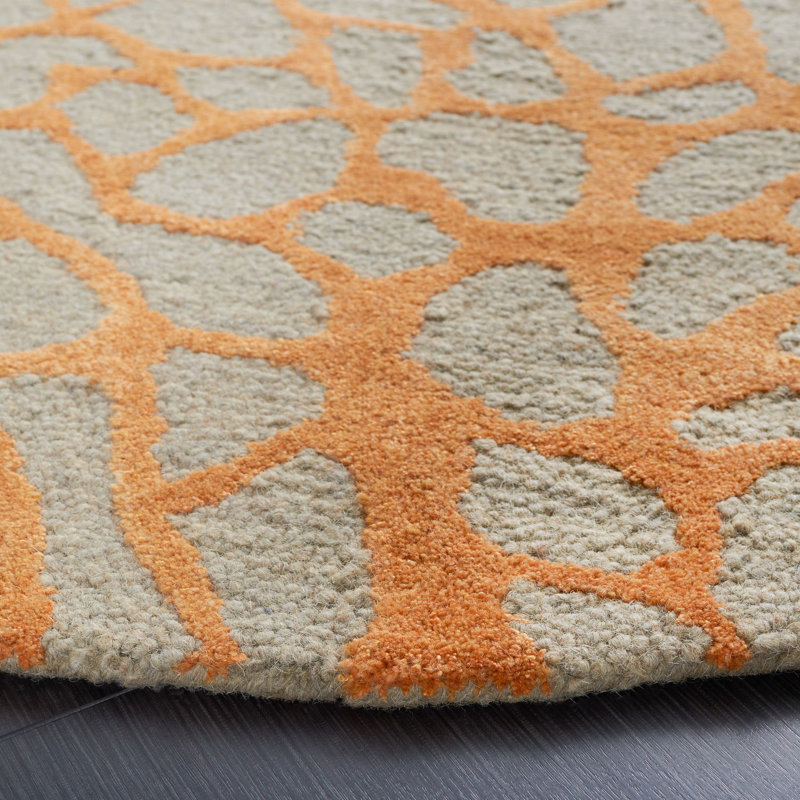 Rigsby Hand Hooked Wool, Viscose Abstract Rug, Round 6'