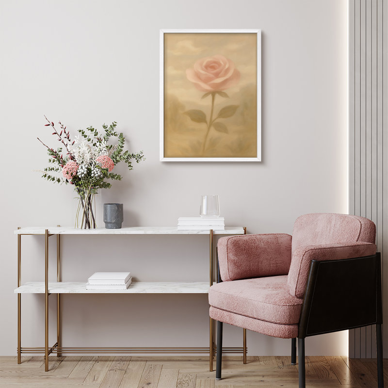 «Soft Soft Rose», impression florale élégante pour un décor de salon ou de chambre à coucher romantique, H 10 po x l 8 po
