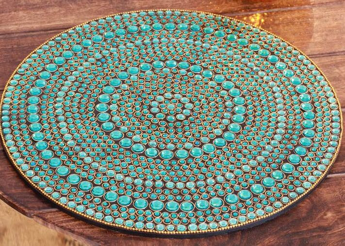 Plateau de meuble-lavabo à bijoux Catania, Clinquant turquoise
