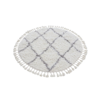 Eddy Shaggy Boho White Rug