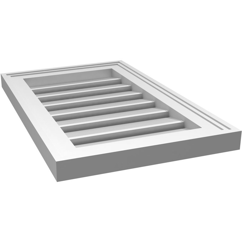 Évent à pignon fonctionnel en uréthane rectangulaire à fixation en surface, brun clair apprêté, H 22 po x l 14 po x P 1,5 po