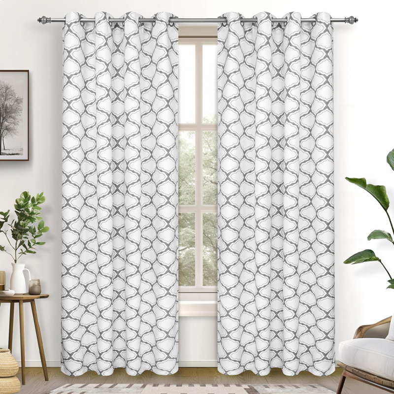 Hornung Moroccan Geometric Boho Curtains for Living Room Bedroom Farmhouse Semi Blackout Room Darkening Patterned Drapes 2 Panel Set