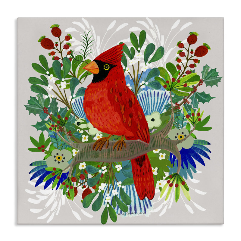 «Christmas Nestings Cardinal Canvas», conception par Kay Widdowson, H 17 po x l 17 po