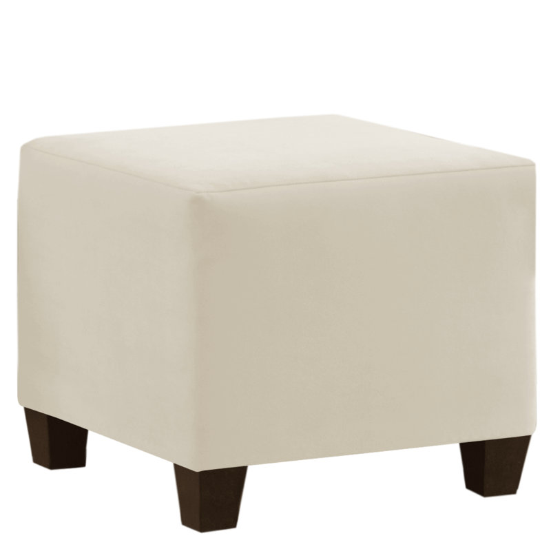 Connie Upholstered Ottoman, Performance Velvet Snow