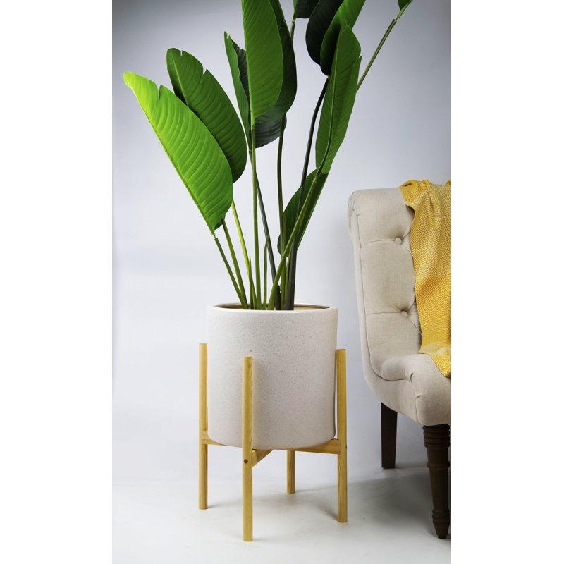 Lit Ceramic Pot Planter, Beech Natural