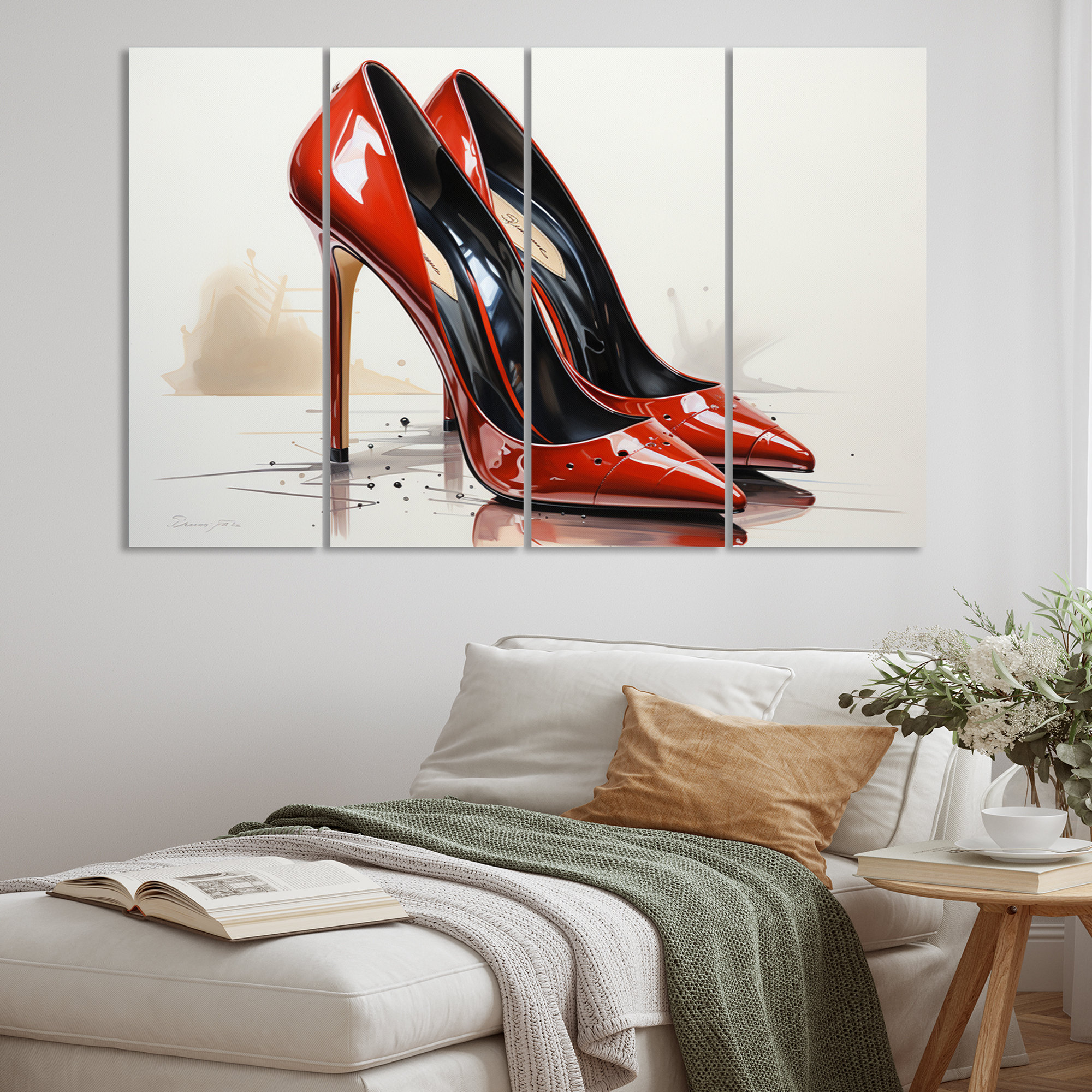 Design Art Black And Red High Heels Symphony VII Fashion Canvas