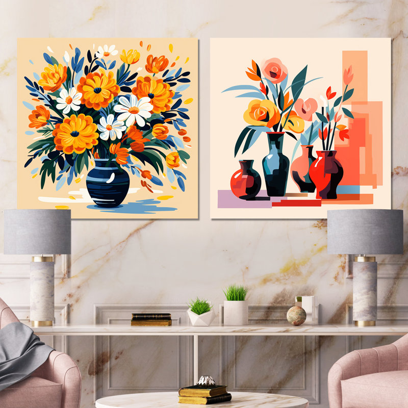 Bouquet de fleurs style bohème Henri Matisse IV - Boho, Toile tendue, H 30 po x l 61 po x P 1 po