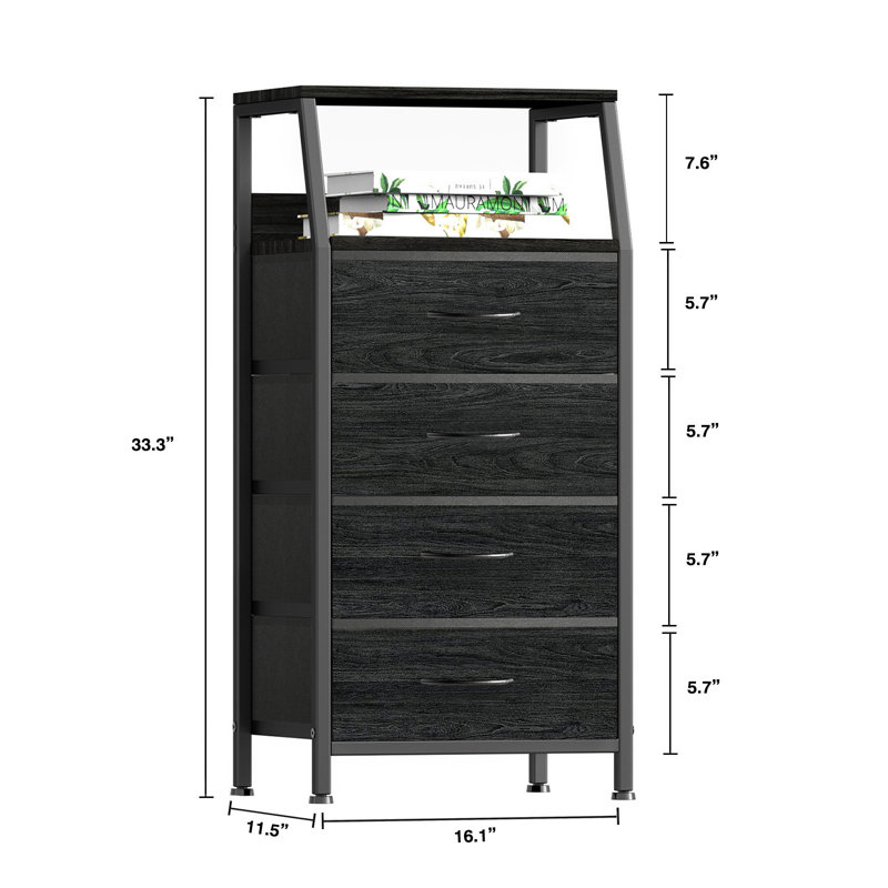 Commode 4 tiroirs Telia, Noir