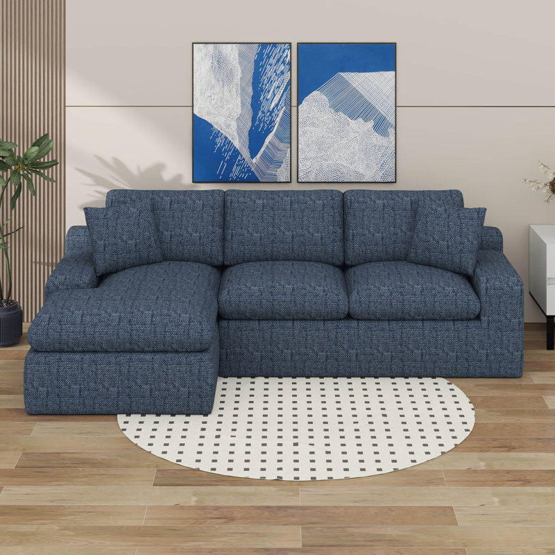Canapé modulaire Cloud, canapé en chenille double couche avec assise profonde et poches latérales, Bleu