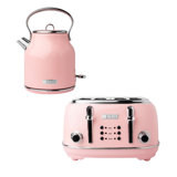 HADEN English Rose Stainless Steel Heritage Toaster & 1.7 Liter Electric Kettle