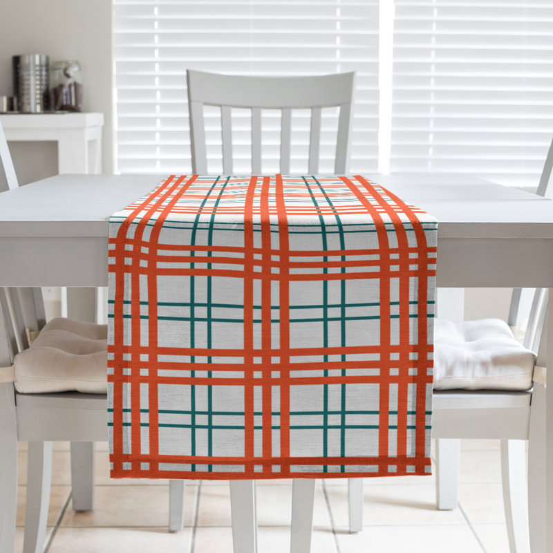 Paid Polyester Table Runner, 72" L x 16" W, White/Orange