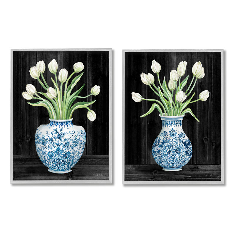 Porcelaine blanche à motif de tulipes blanches Cindy Jacobs, H 11 po x l 14 po, Estampe numérique Farmhouse
