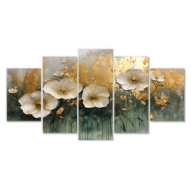 Wildflowers Spring Symphony Fury I - Art mural fleurs sauvages - ensemble de 5 décorations murales traditionnelles