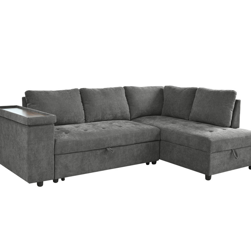 3 à 4 places en forme de L gris avec fonction escamotable et poches de rangement