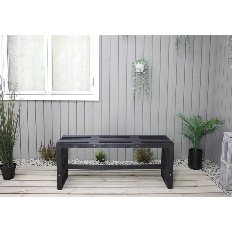 Arlinna Solid Wood Pine Outdoor Bench, Dark Coffee