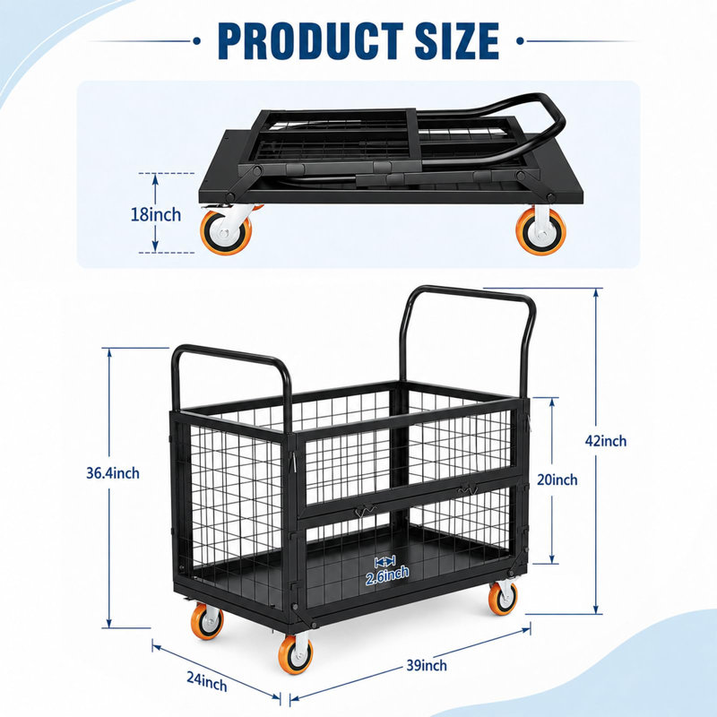 Utility Cart, 24*39 inches black