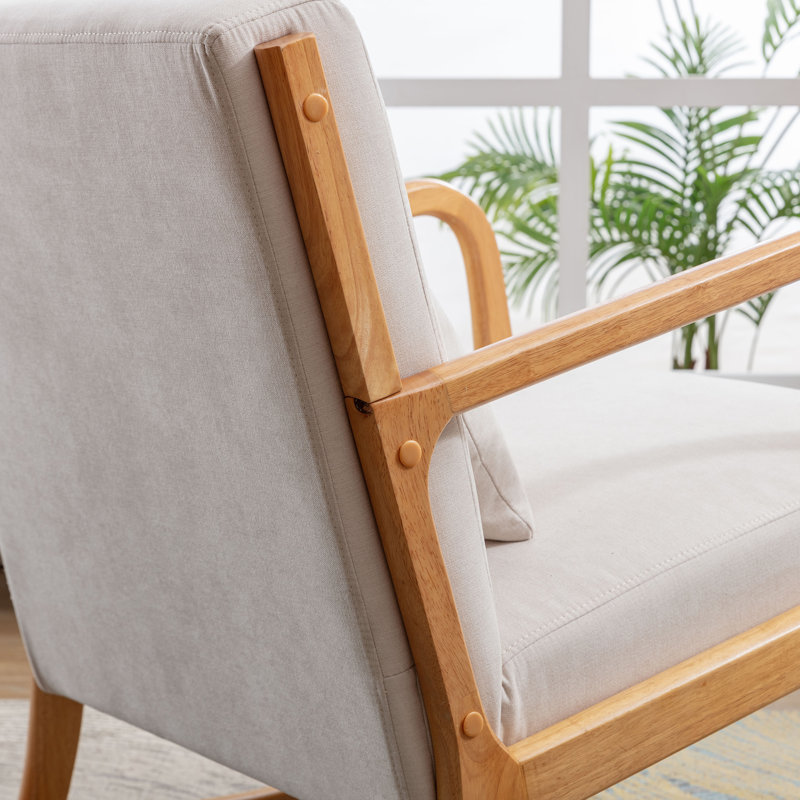 Fauteuil oscillant à bascule Gatlen, Mélange de lin beige