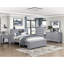 Table de chevet classique bleu marine avec tiroir de rangement et dessous, sans assemblage pour une utilisation dans la chambre à coucher de style, une poignée en nickel poli-103112796