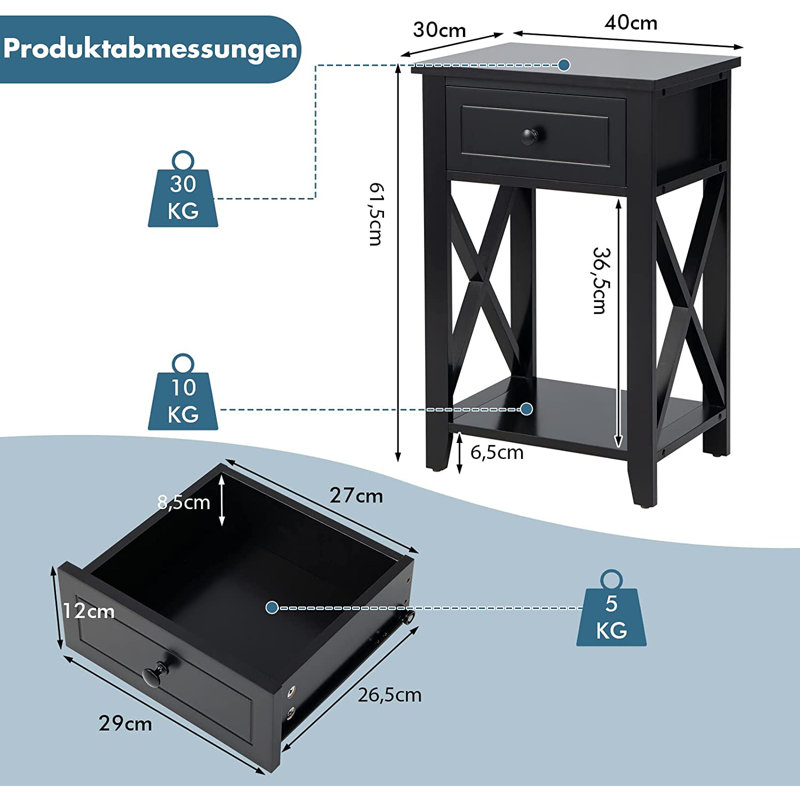 Esquibel 40cm W Bedside Table