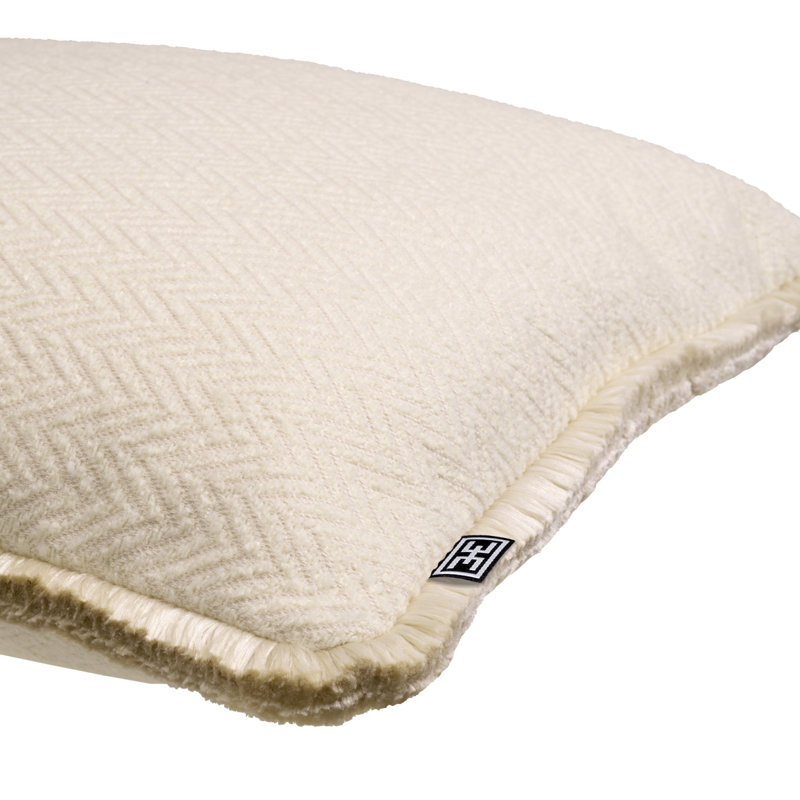 Kauai Pillow Cover & Insert, Square, Cream Herringbone, 19.69"H x 19.69"W