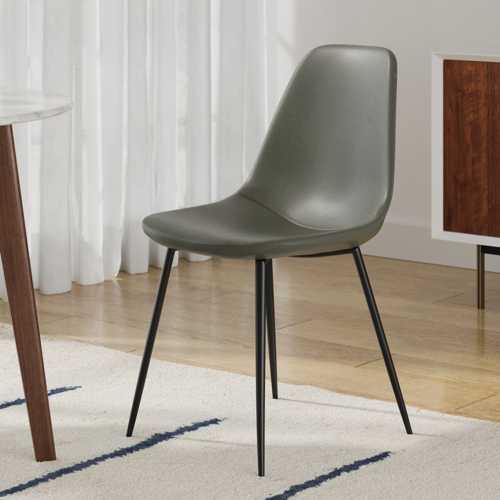 Kody Vegan Leather Side Chair, Slate Gray Vegan Leather