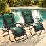 Ensemble de 2 chaises zéro gravité rembourrées avec porte-gobelet, chaise de patio pliante portative pour camping / plage, chaise longue inclinable