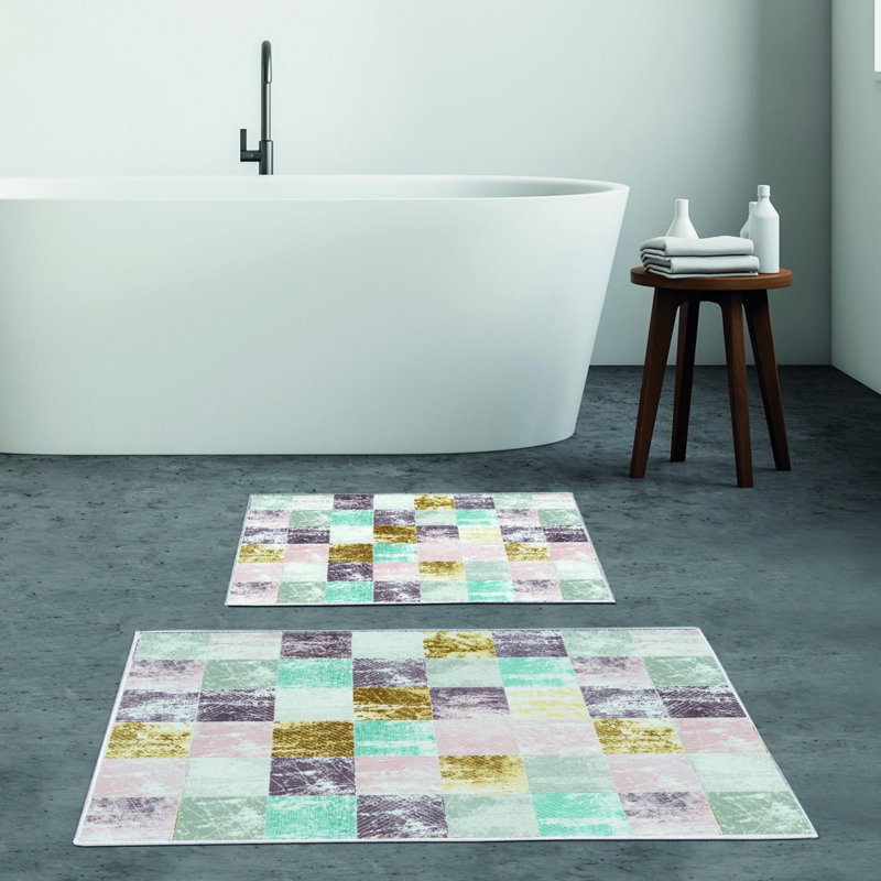 Luxurious Bathmat Set (2 Pieces), 100% Polyester, Non-Slip, Antibacterial | Dimensions: 19.7 x 23.6 inches & 23.6 x 39.4 inches | Ultra-Absorbent, Easy Clean Fabric, Machine Washable at 86°F | Perfect for Bathroom or Spa