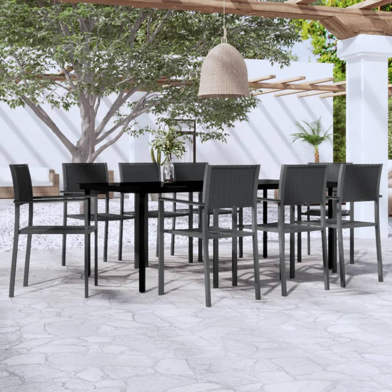 Rectangular 35.1" Long Dining Set with Cushions, 78.8" table length, 8