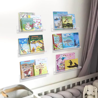 Ensemble de 10 tablettes flottantes transparentes en acrylique transparent, présentoir mural pour chambre d'enfant, porte-disques en vinyle, porte-revues, tablette à rebords, décoration murale moderne