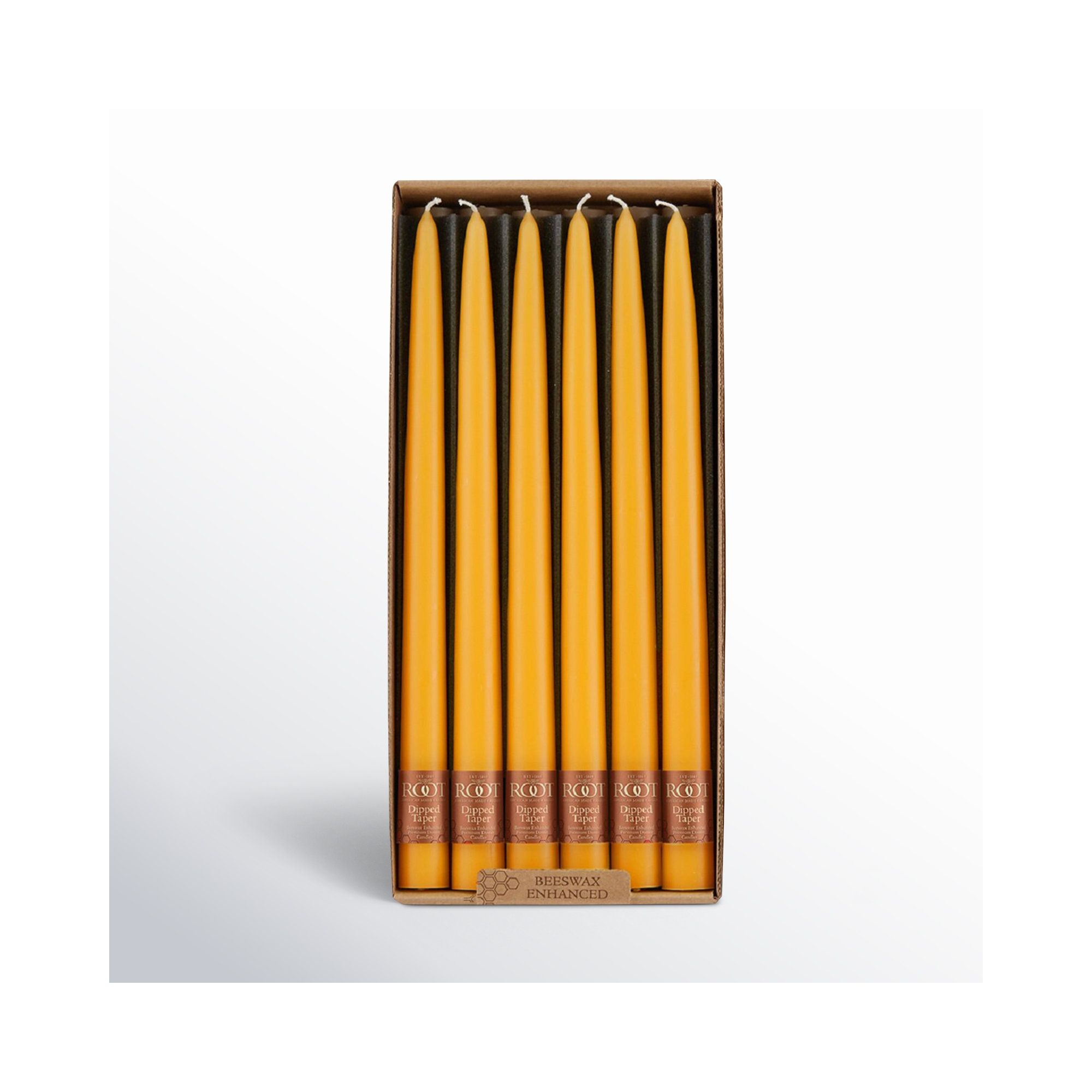 12 Piece Unscented Taper Candle Set, Butterscotch, 12" H x 0.88" W x 0.88" D