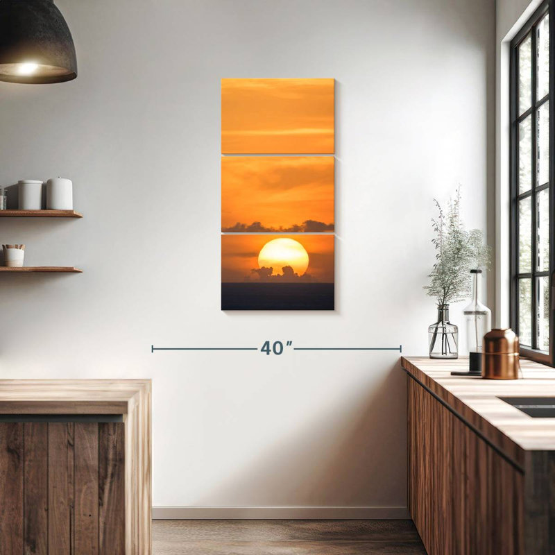 Coucher de soleil brillant des Antilles, H 38 po x l 18 po