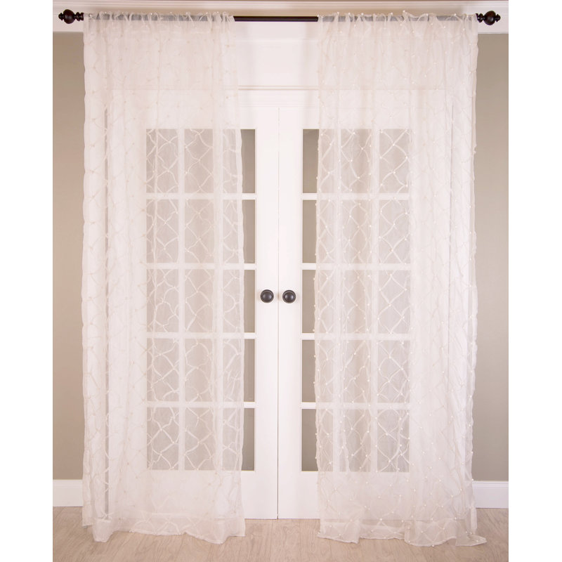 Paire de rideaux diaphane en soie avec passe-tringle Claire Pure Organza, Blanc, L 51 po x L 108 po