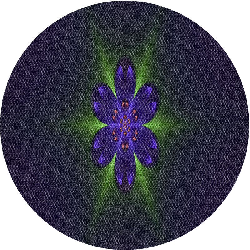 Tapis vert/noir tissé à la machine, Rond 6 pi