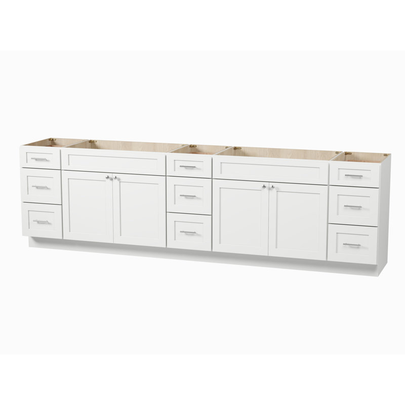 117'' Double Bathroom Vanity Base only, White