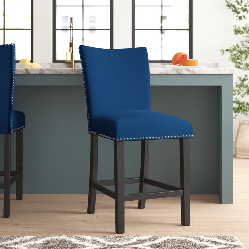 Tabouret de comptoir 26 po Biggs, Velours cobalt